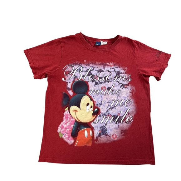 Vintage Disney Mickey Mouse Shirt Women XL Blossoms Make Me Smile Flower Tee Y2K - Picture 1 of 12